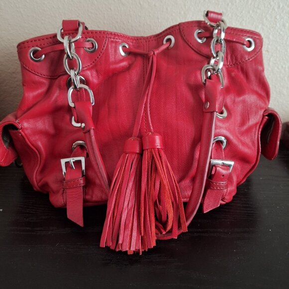 Adrienne Vittadini Red Leather Purse 11" x 8" - Picture 1 of 6